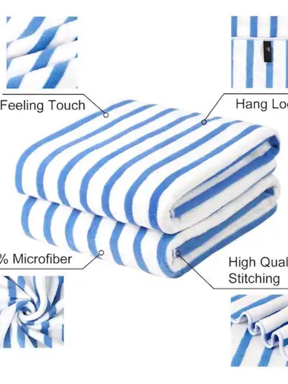 JML Striped Blue and White Microfiber Bath Towel